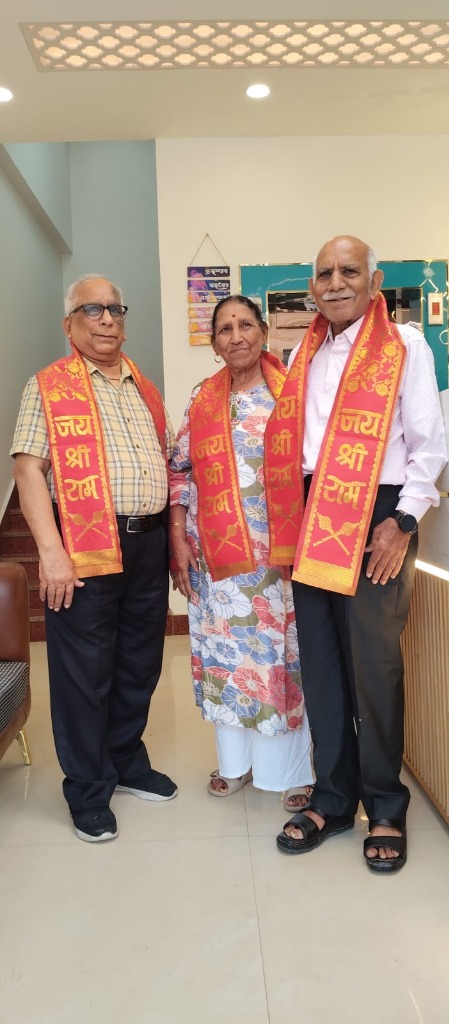 Ladies group seeking blessings inside a holy temple.